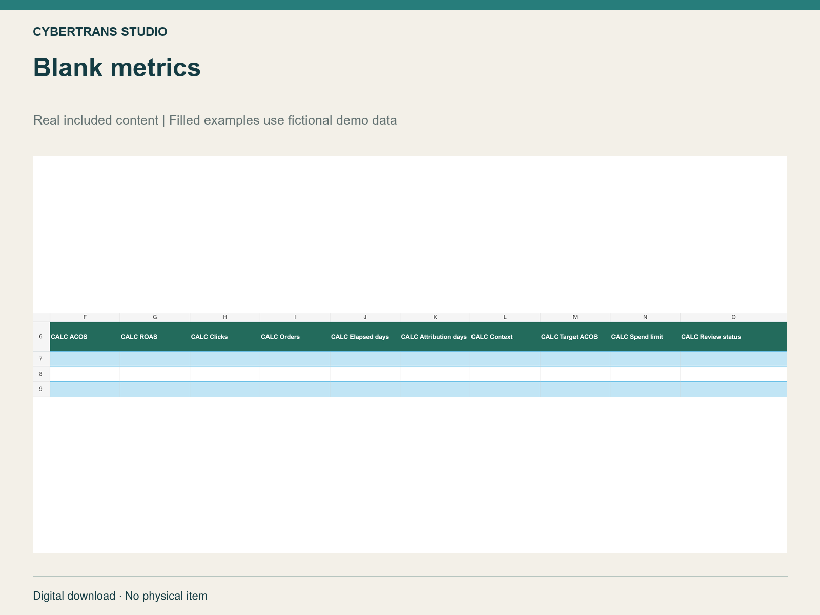 Blank metrics