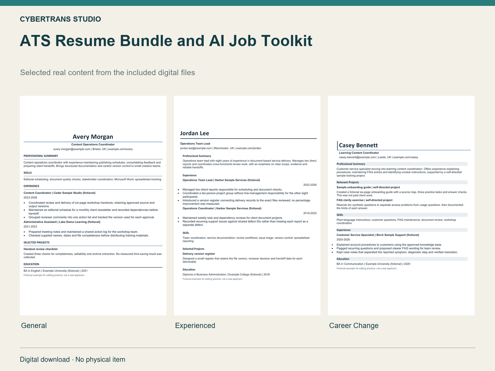 ATS Resume Bundle and AI Job Toolkit