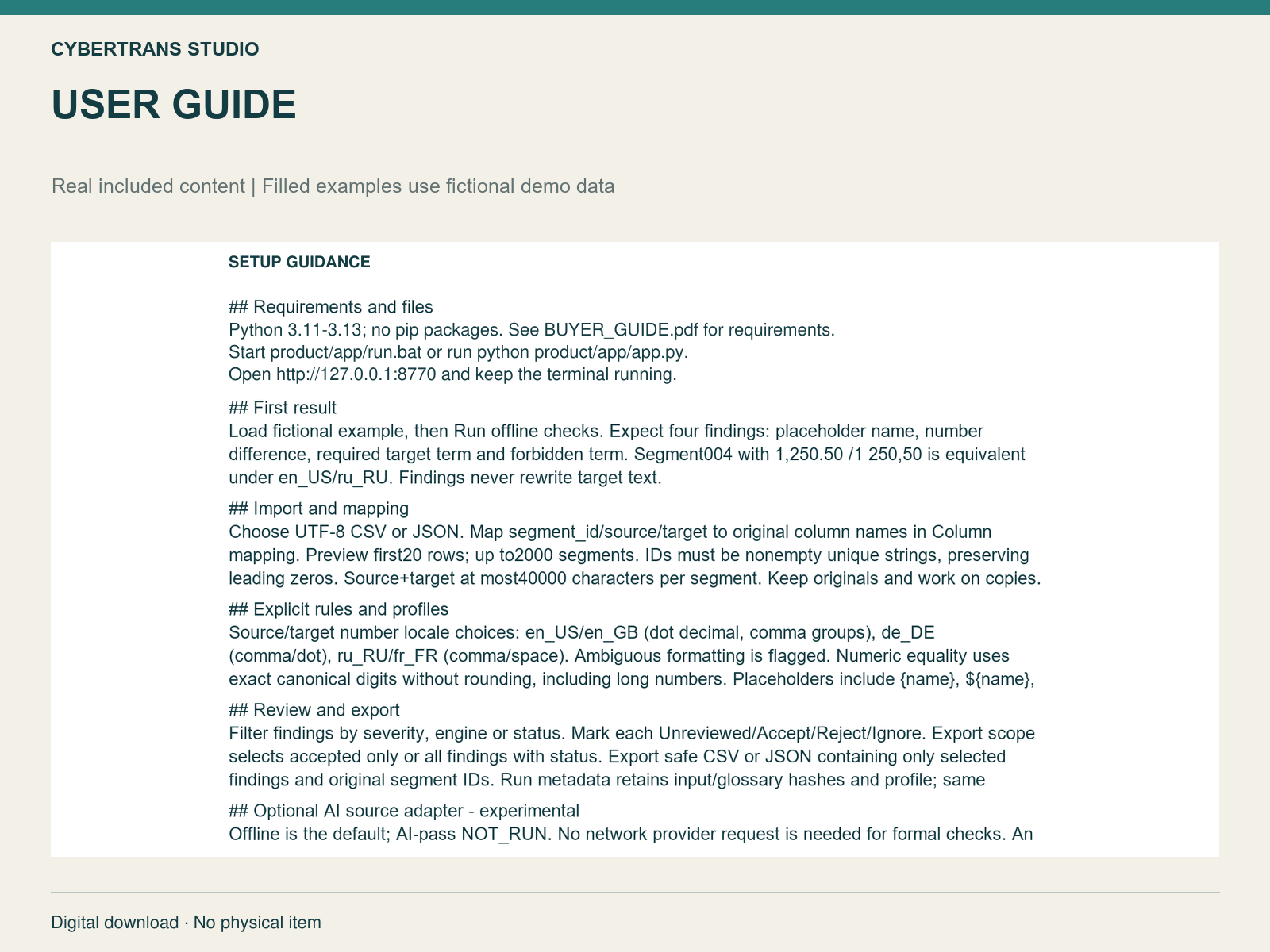 Local application setup guidance with current BUYER_GUIDE.pdf reference.