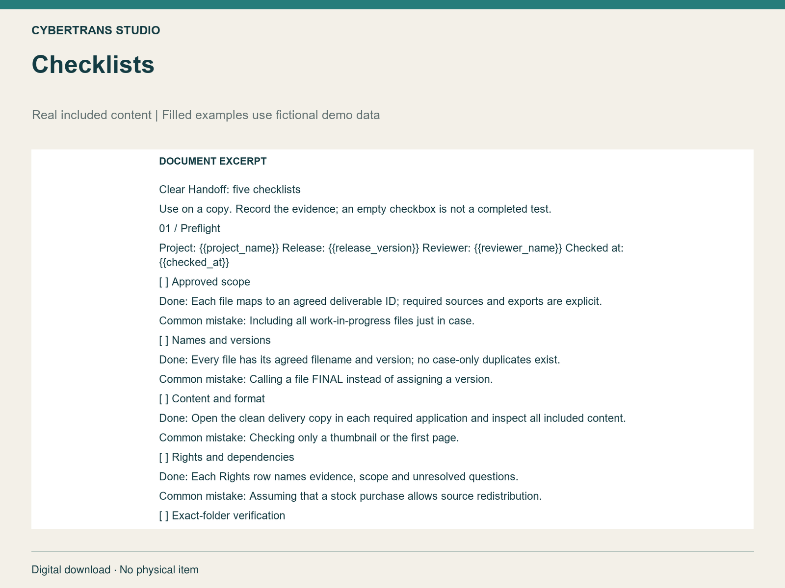 Checklists