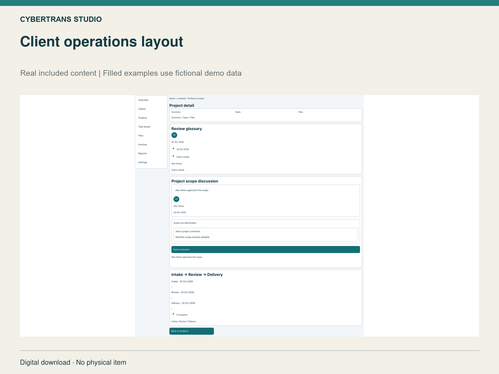 Client operations layout