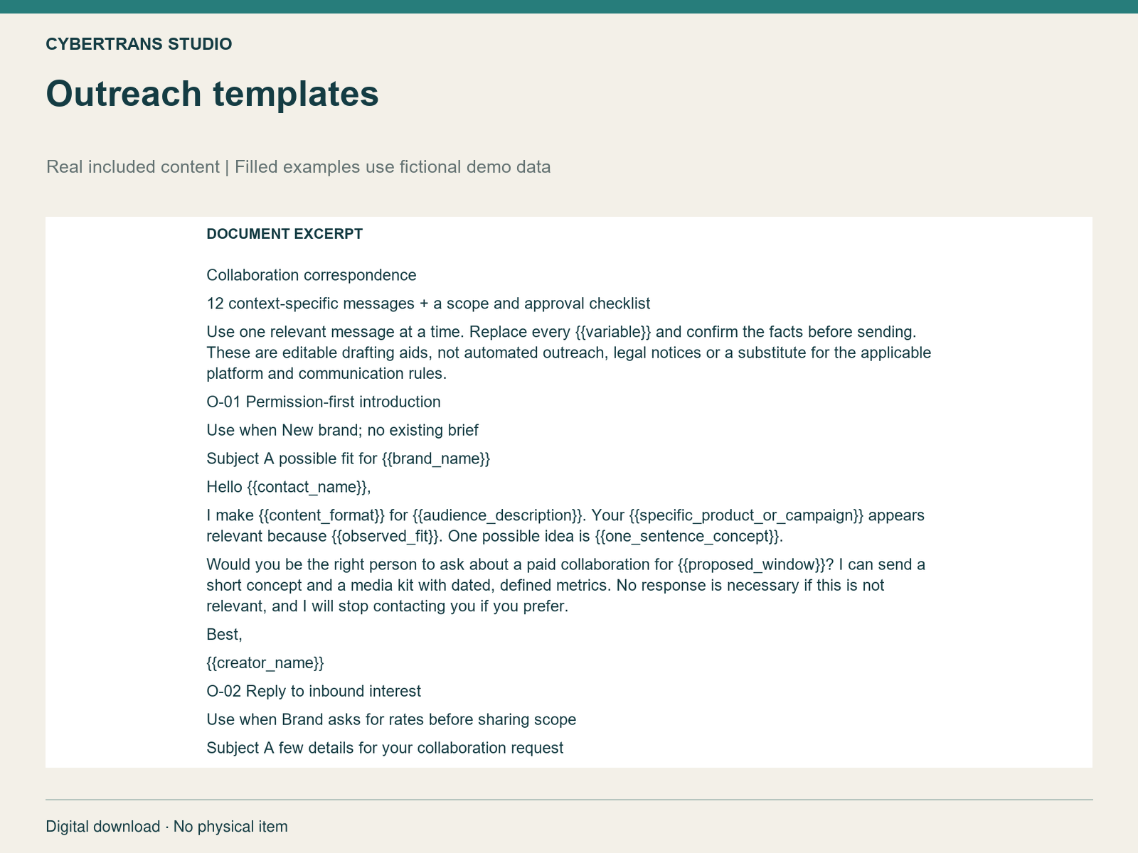 Outreach templates