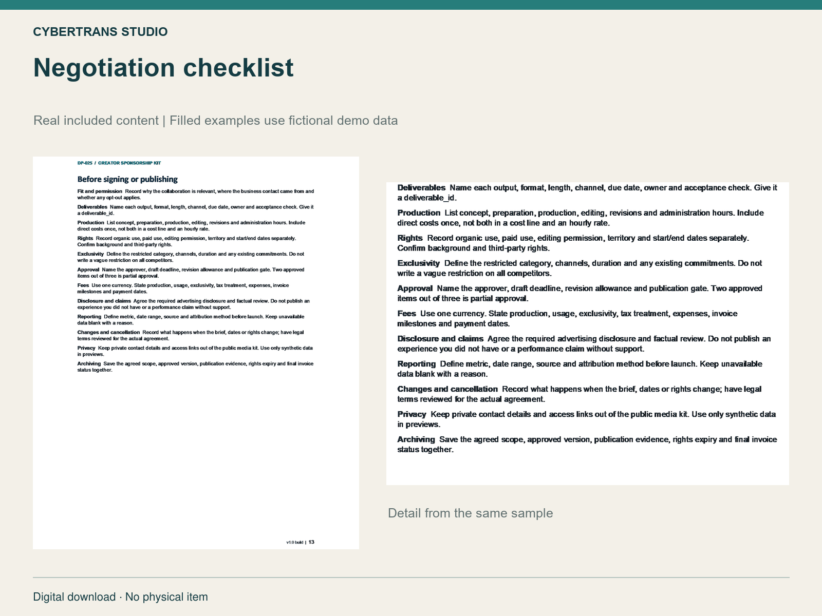Negotiation checklist
