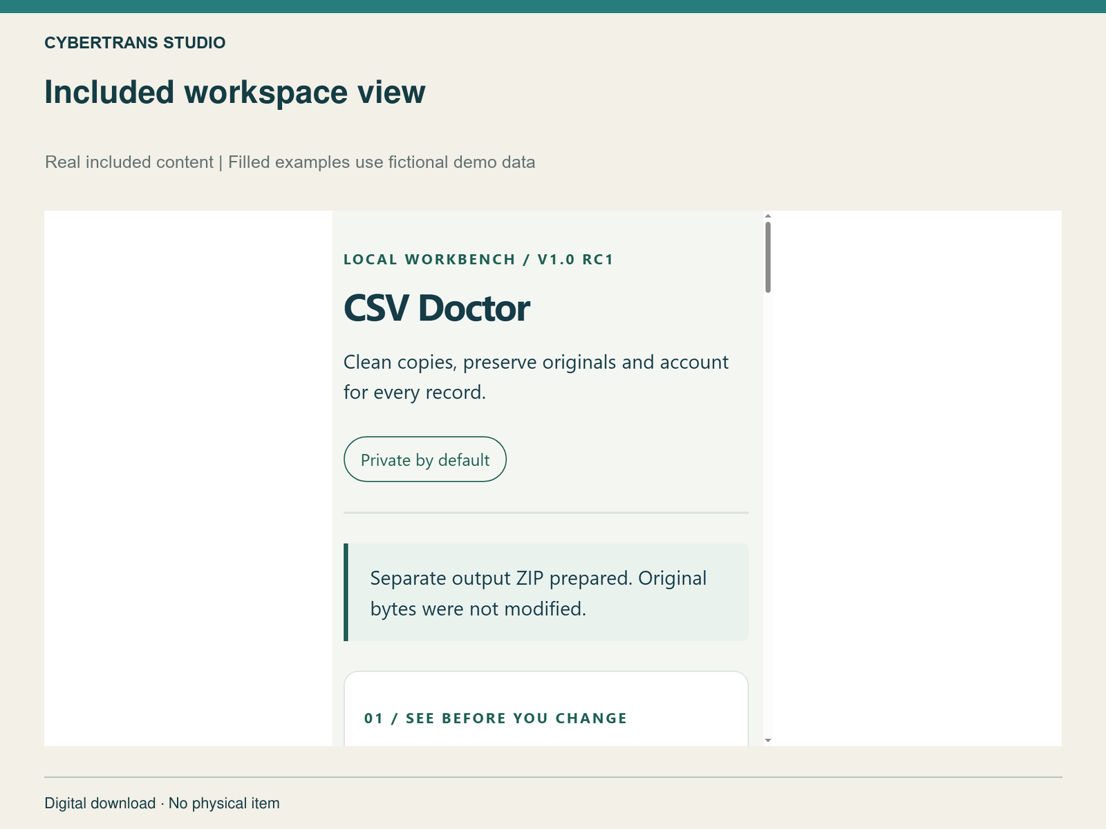 Included workspace view
