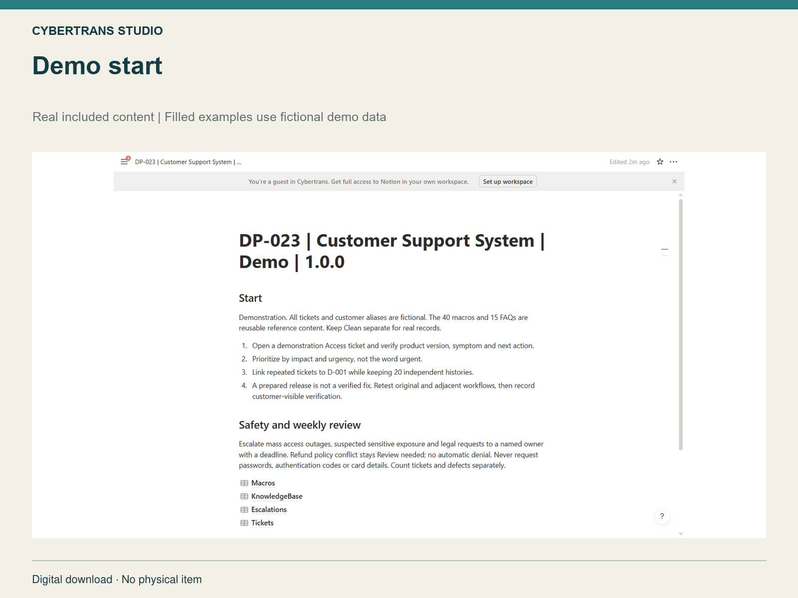 Demo start