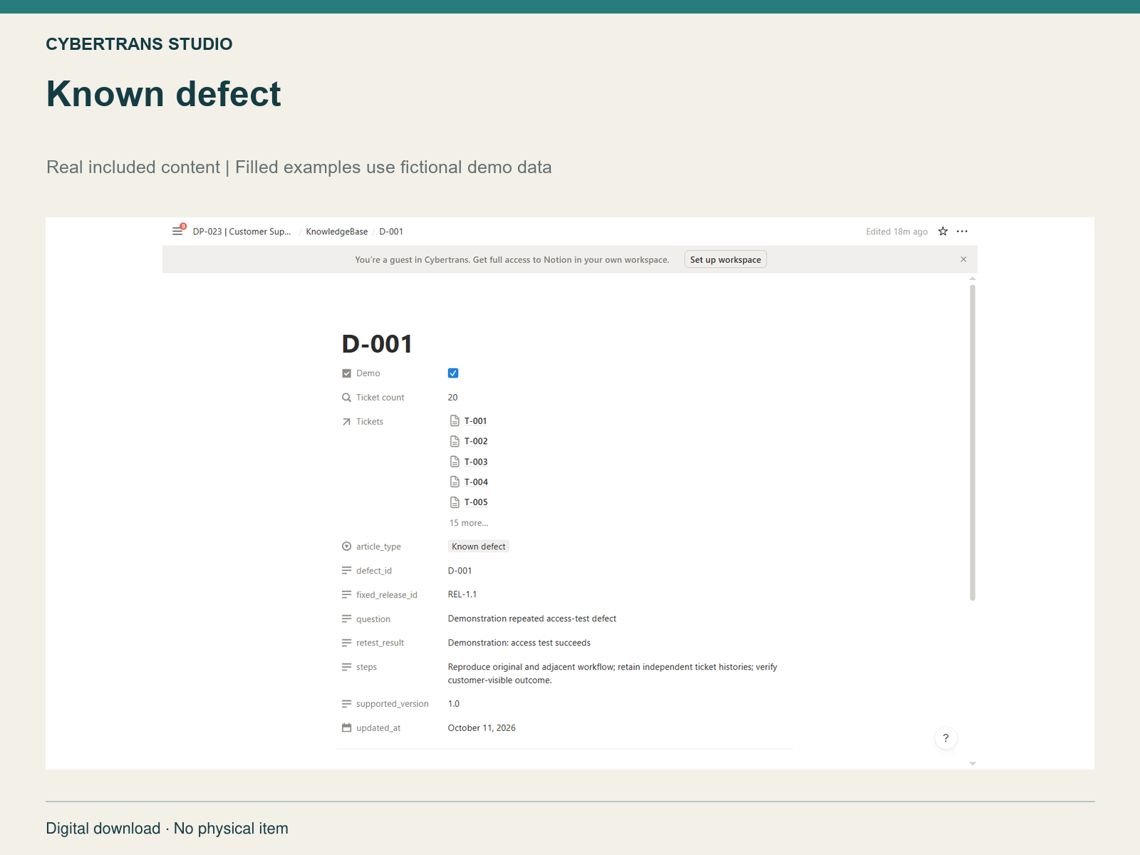 Known defect