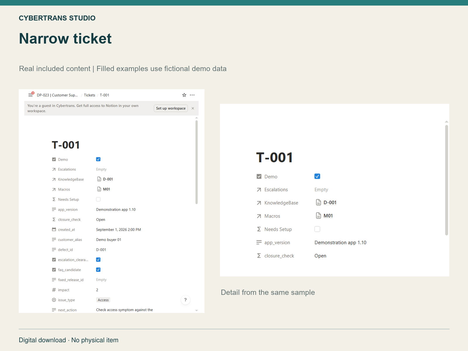 Narrow ticket