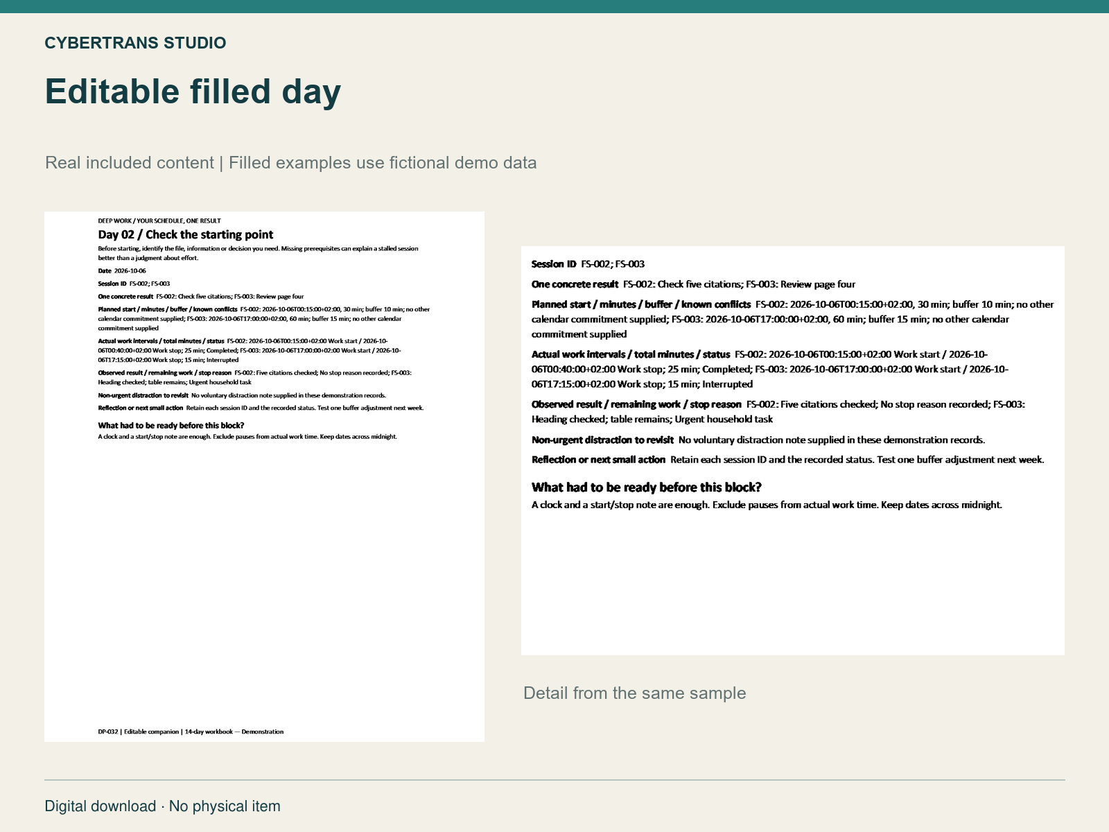 Editable filled day
