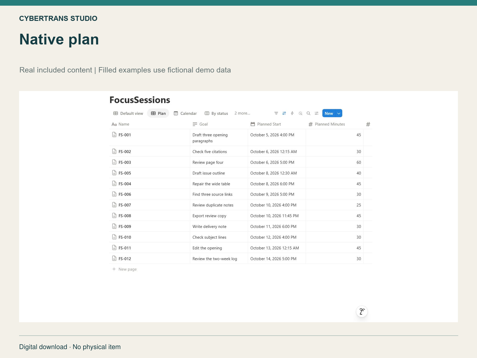 Native plan