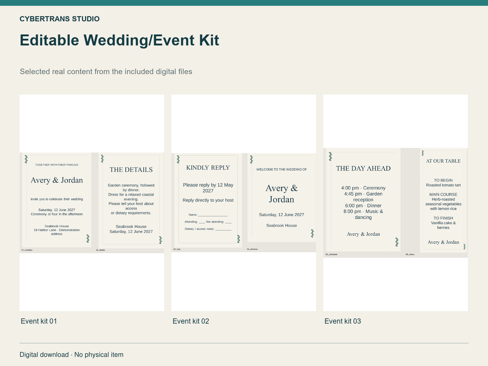 Editable Wedding/Event Kit
