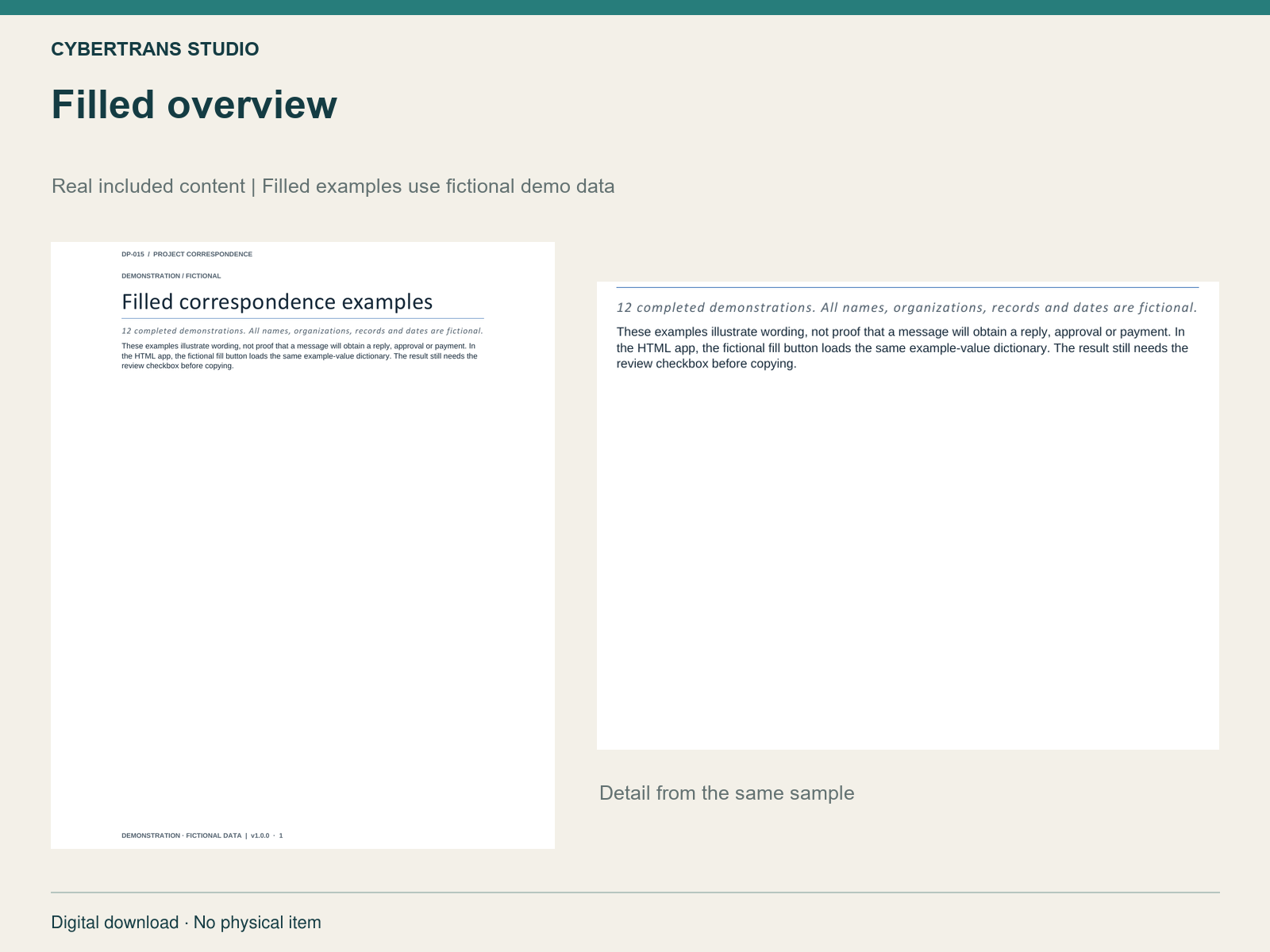 Filled overview