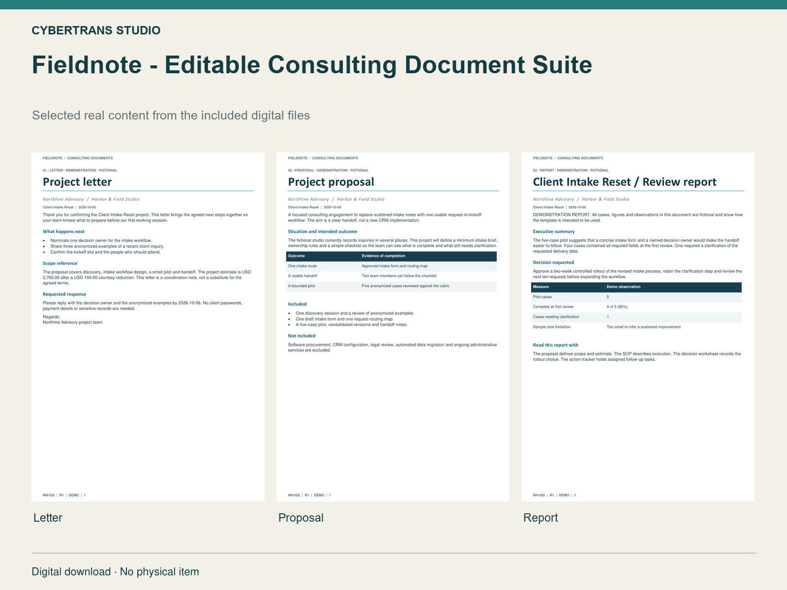 Fieldnote — Editable Consulting Document Suite