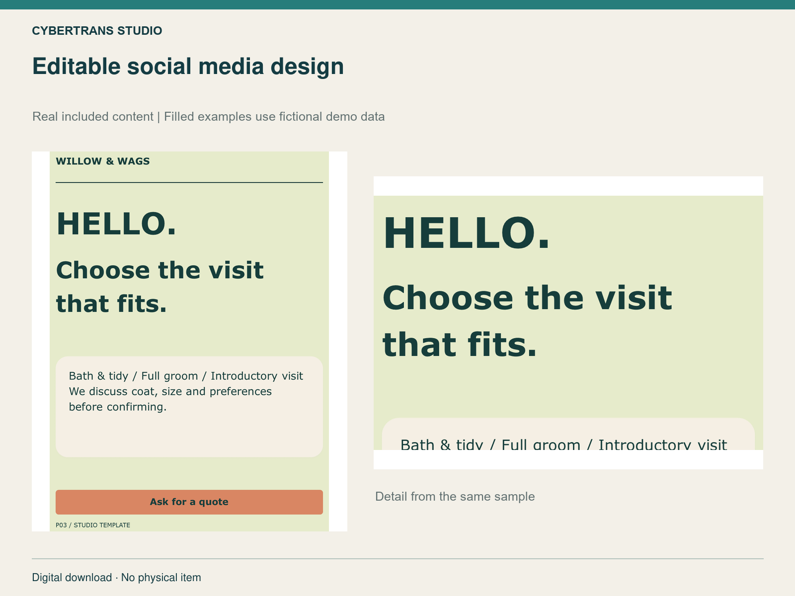 Editable social media design