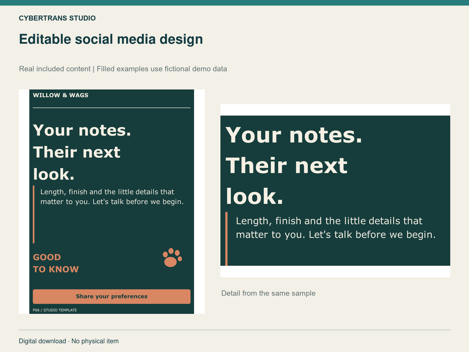 Editable social media design