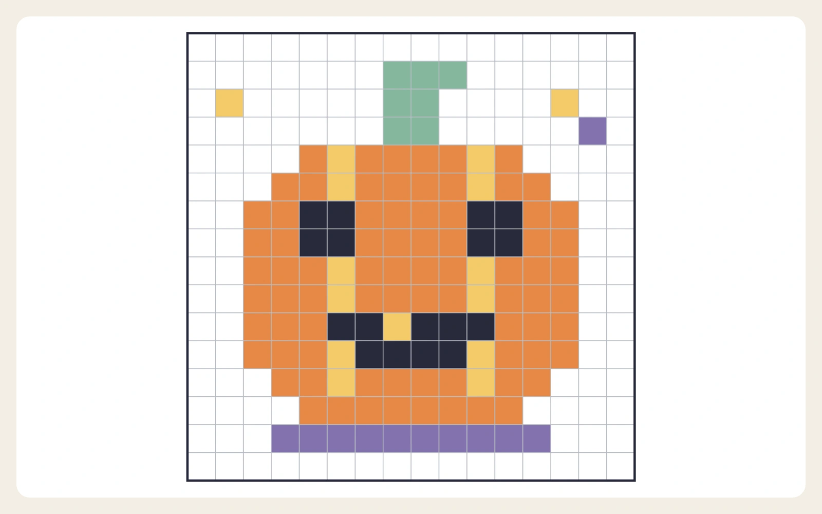 Completed pumpkin pixel picture from the teacher guide.