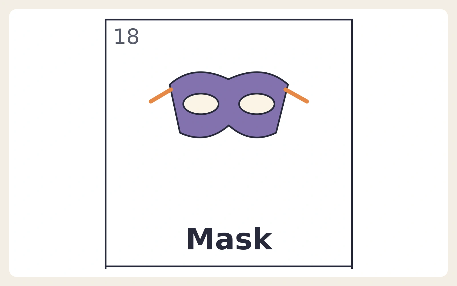 Mask picture and label from a Lanterncall bingo card.