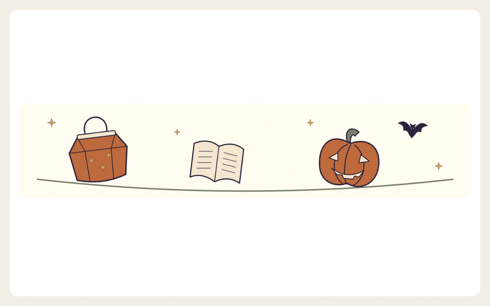 Book, bag and pumpkin banner from the Bright Ideas reading pack.