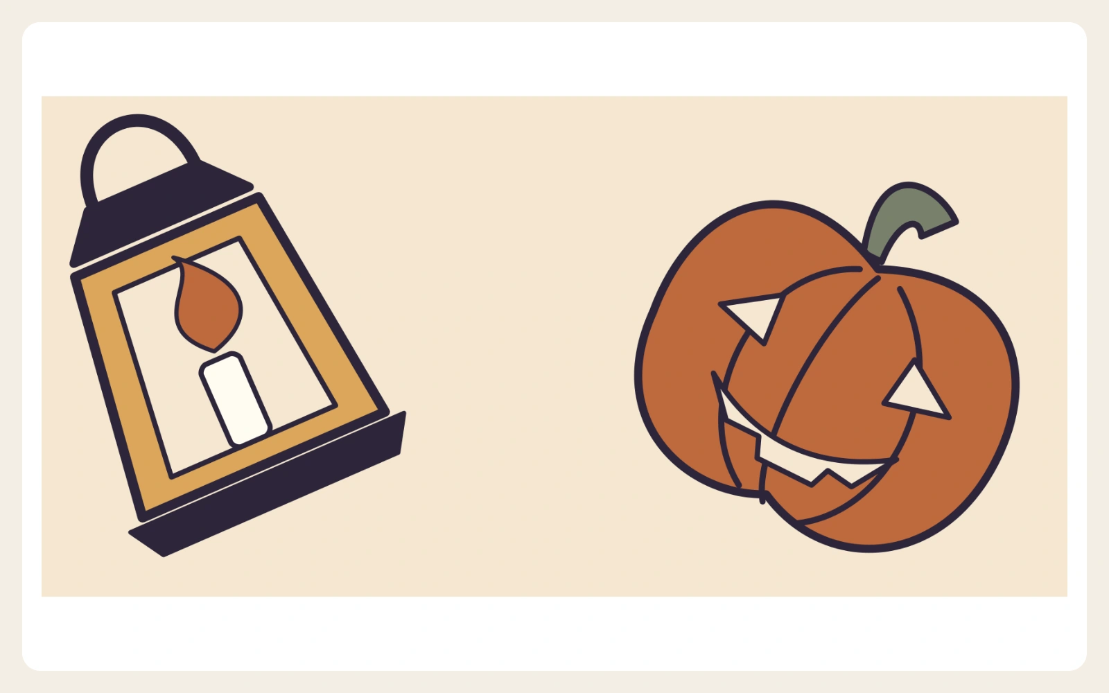 Large pumpkins and lanterns from the Lantern Orchard pattern.