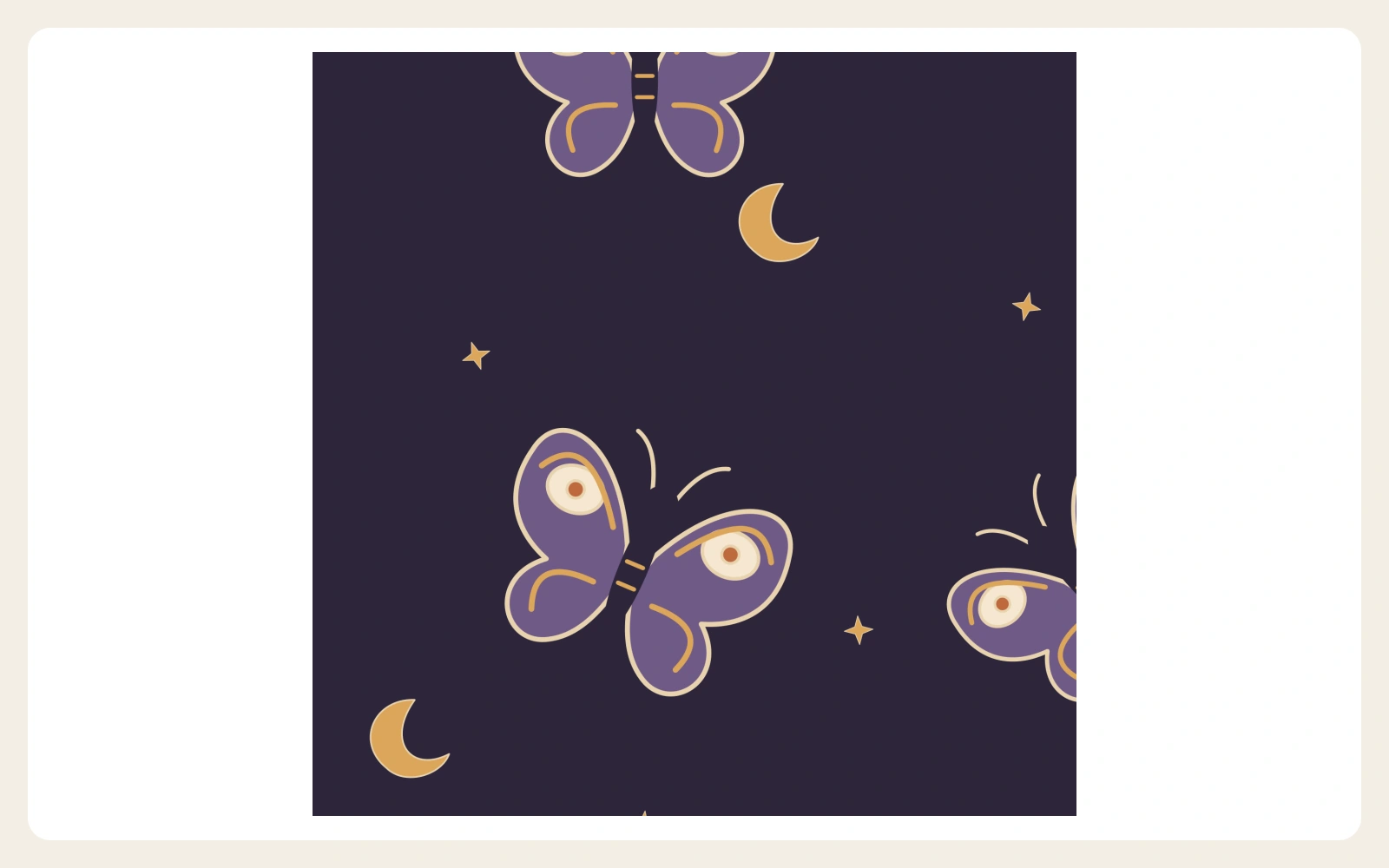 Large moth motifs from the Midnight Moths pattern.