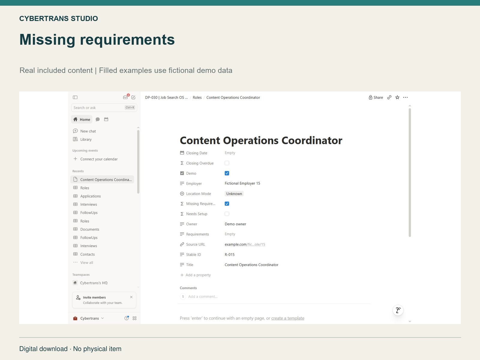 Missing requirements