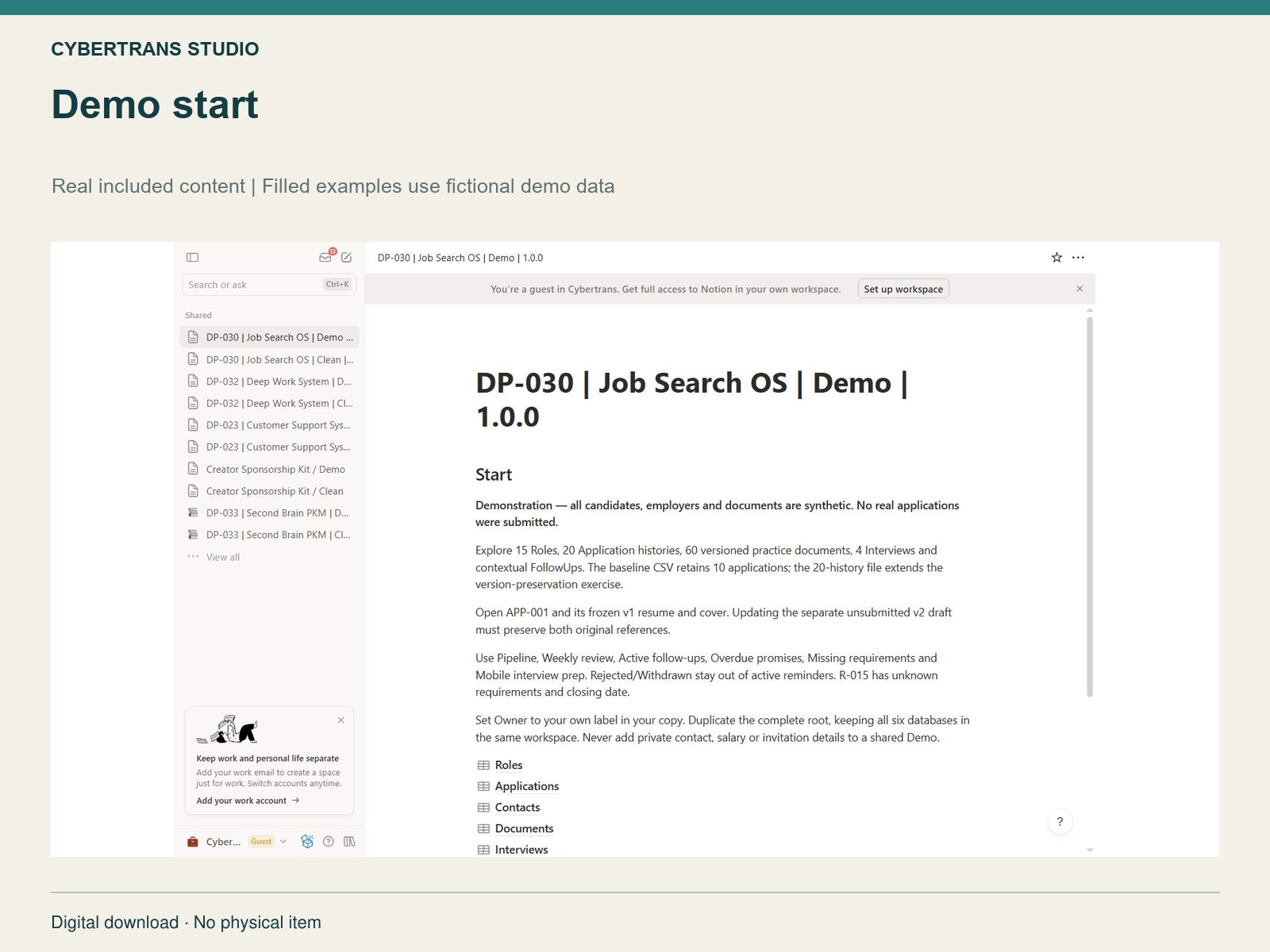 Demo start