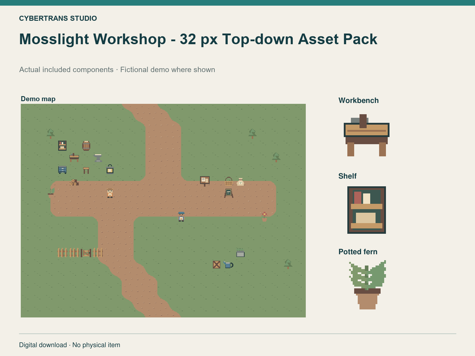 Mosslight Workshop — 32 px Top-down Asset Pack