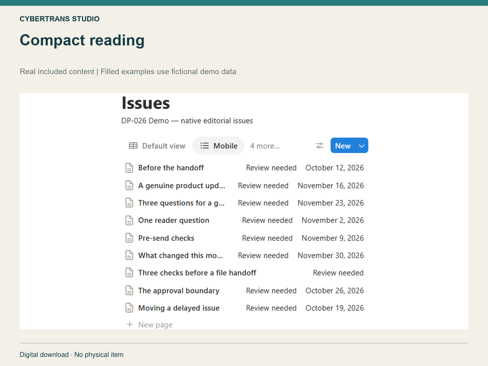 Compact reading