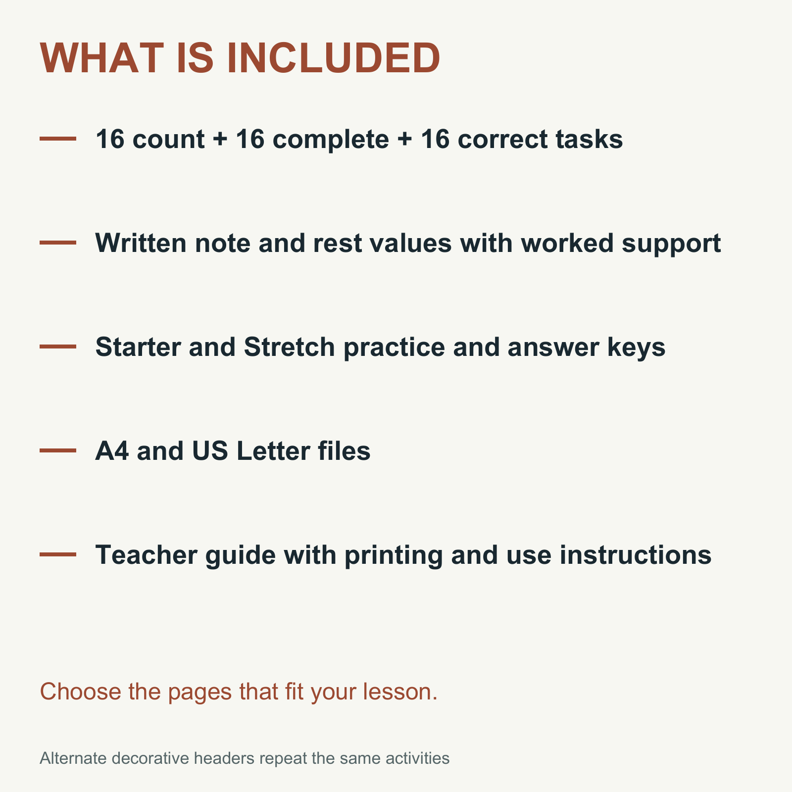 Note & Rest Values Worksheets — Count, Complete & Correct — Grades 4-6 — Files and formats supplied with this product.