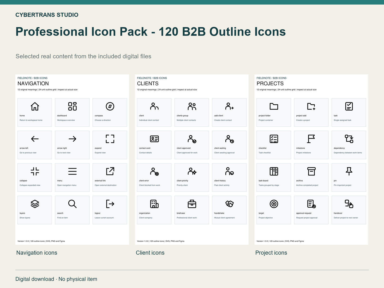 Professional Icon Pack — 120 B2B Outline Icons