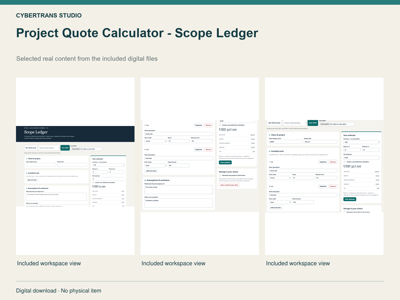 Project Quote Calculator — Scope Ledger