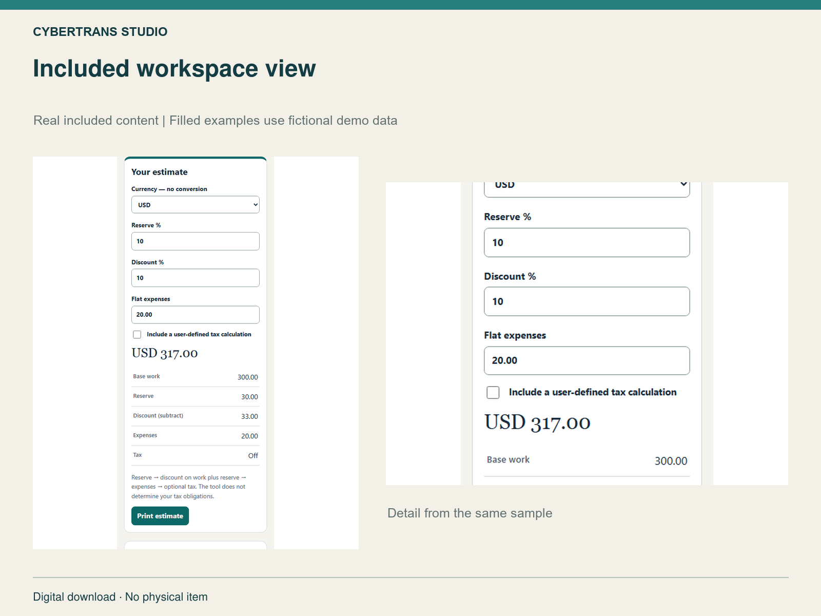 Included workspace view
