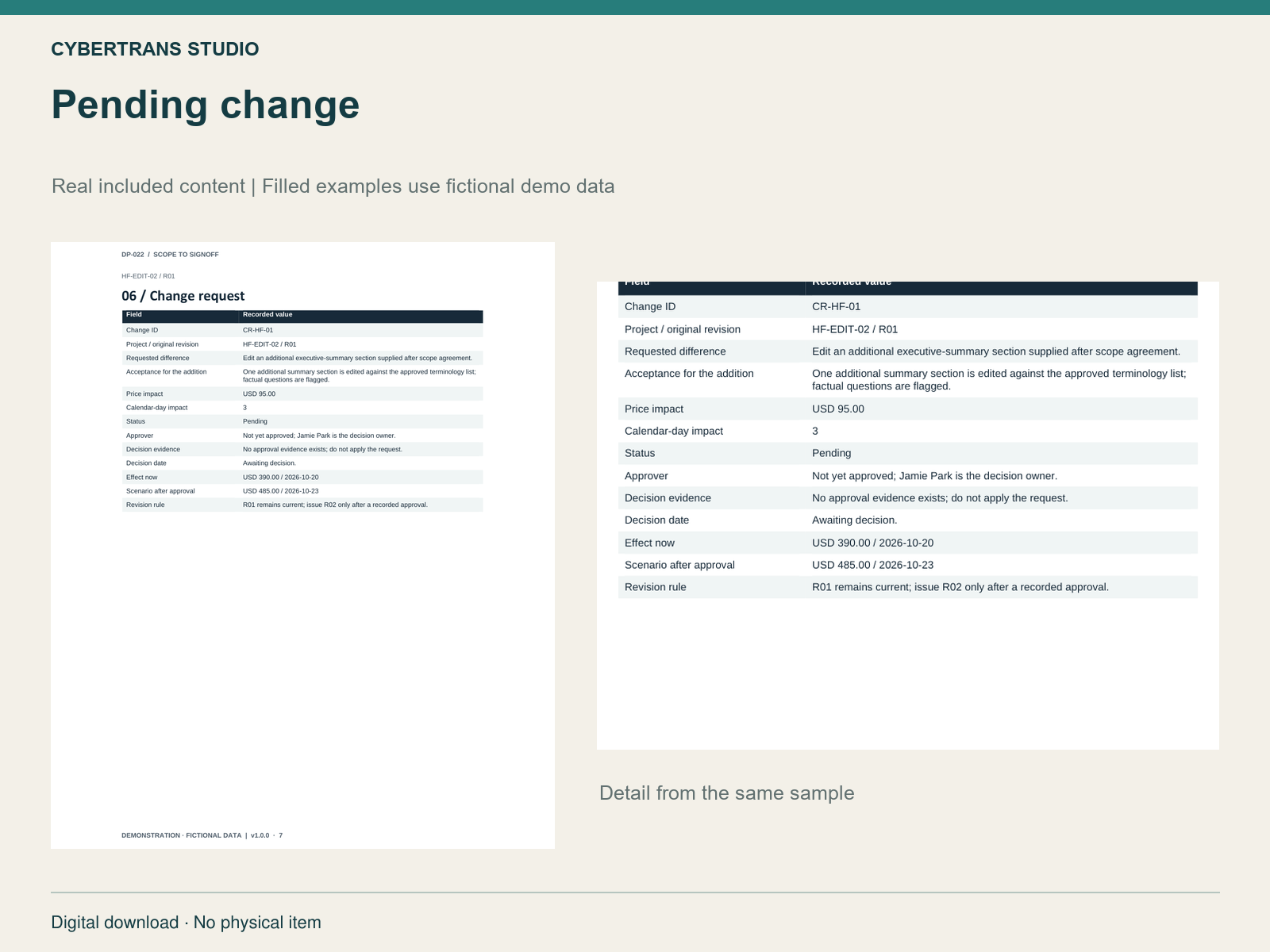 Pending change