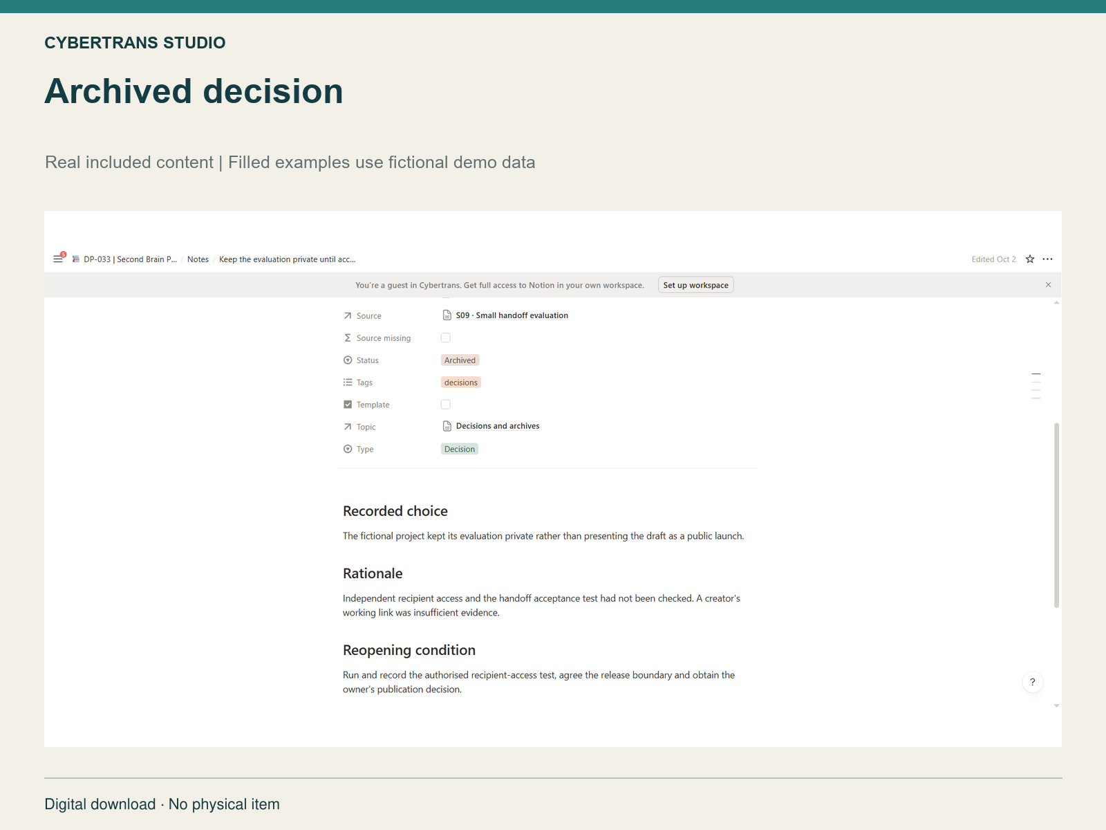 Archived decision