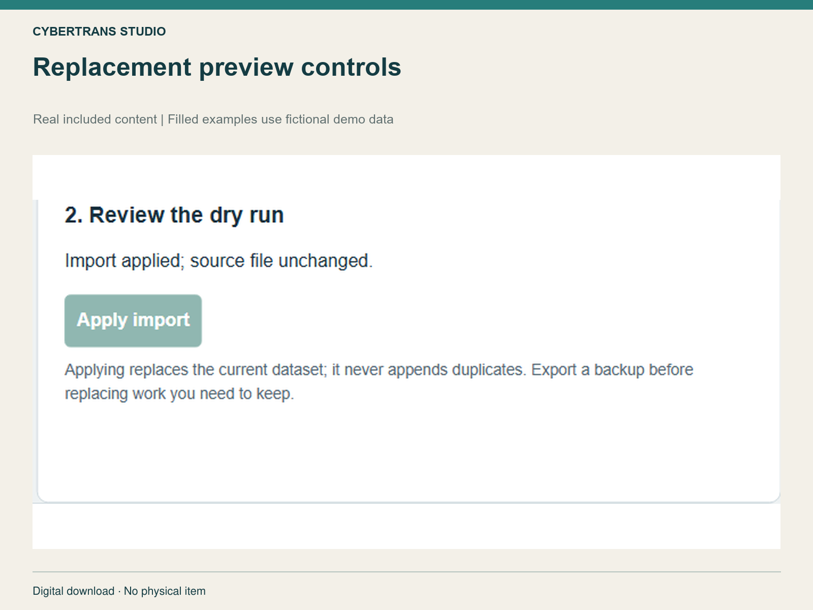 Replacement preview controls