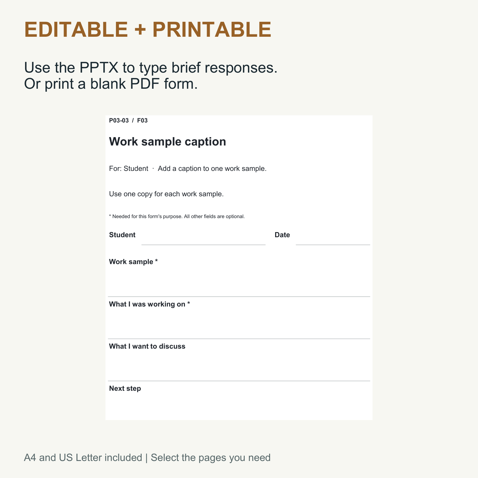 Student-Led Conference Forms — Editable PowerPoint — Grades 3-5 — Teaching guidance and support included in this resource.