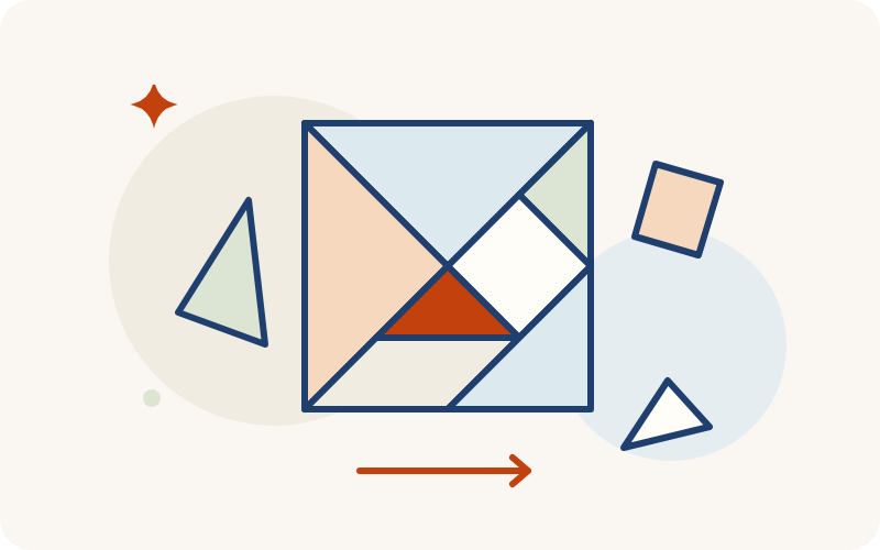 Tangram Puzzles — 24 Abstract Shapes, Hints & 6 Error Cards — Grades 2-5 — product overview