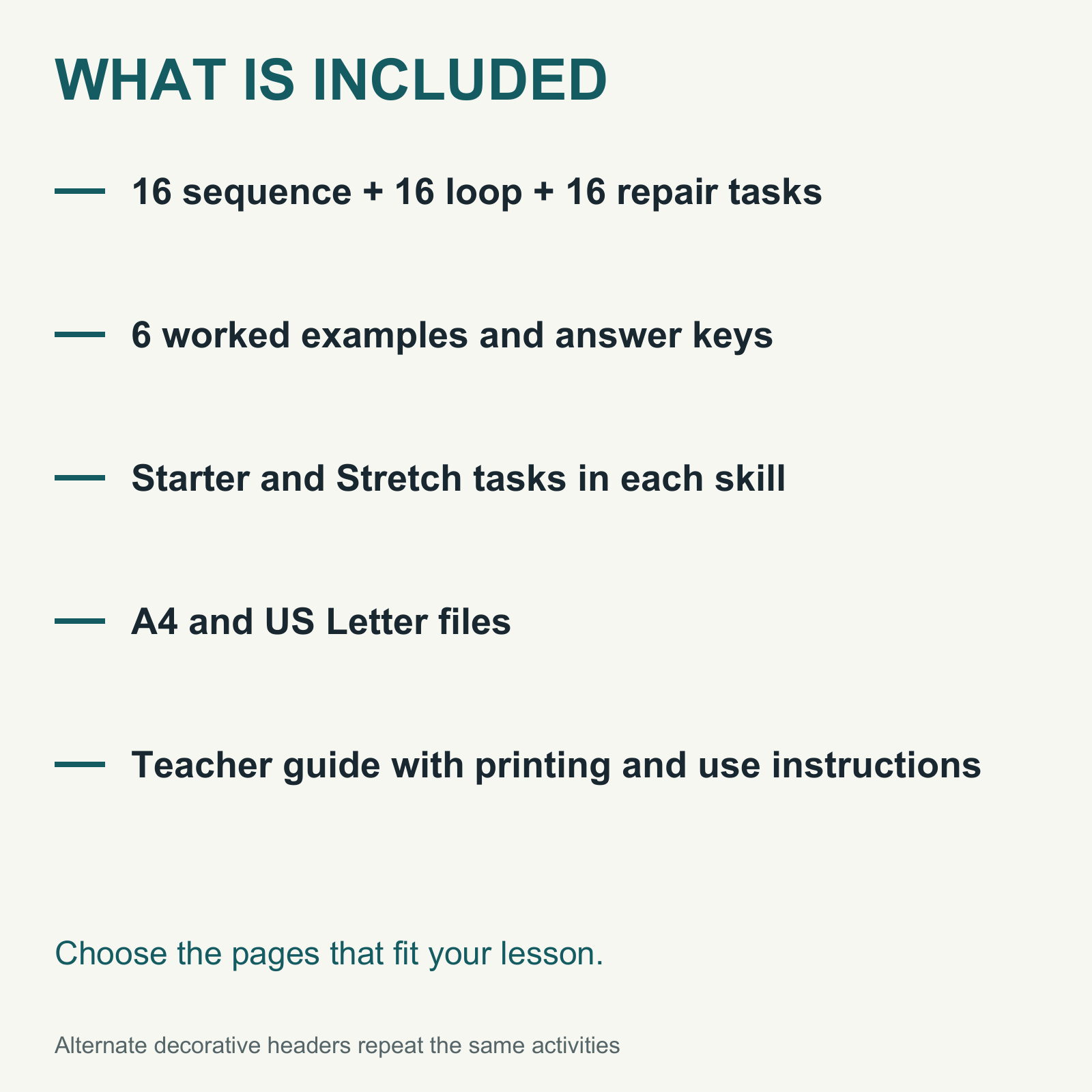 Unplugged Coding Lab — Sequences, Loops & Debugging — Files and formats supplied with this product.