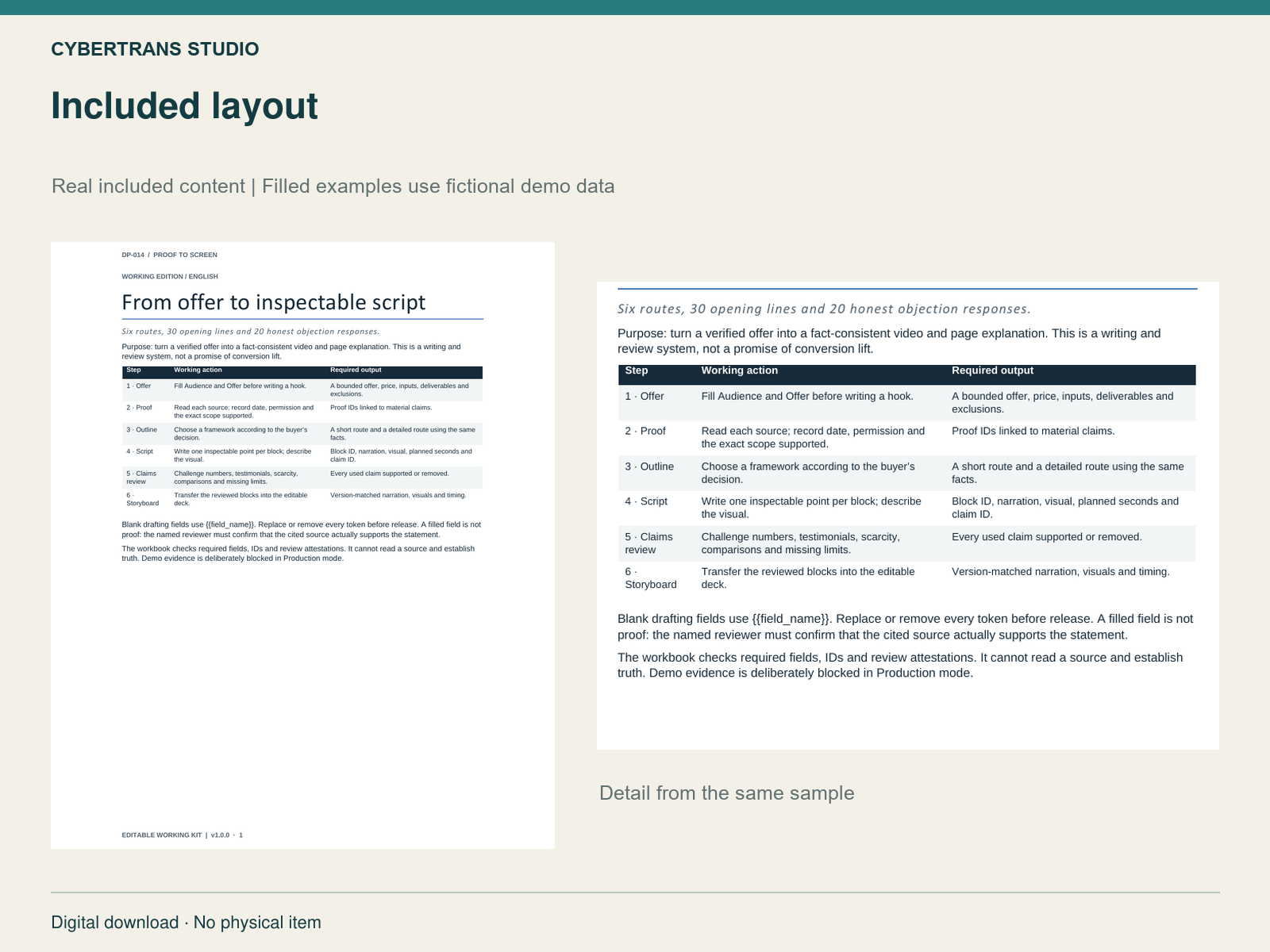 Included layout