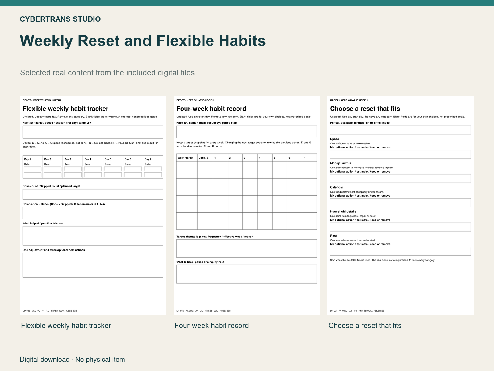Weekly Reset and Flexible Habits